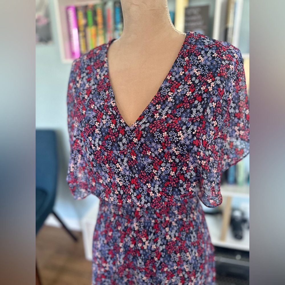 V-Neck Dress with Flutter Sleeves